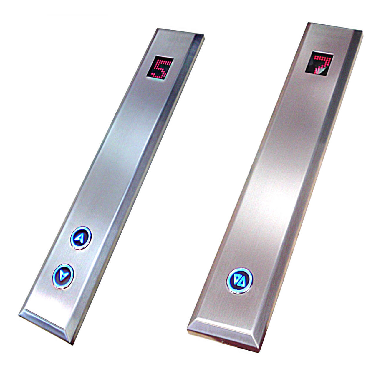 Surface mounted long landing push station with Dot Matrix indicator